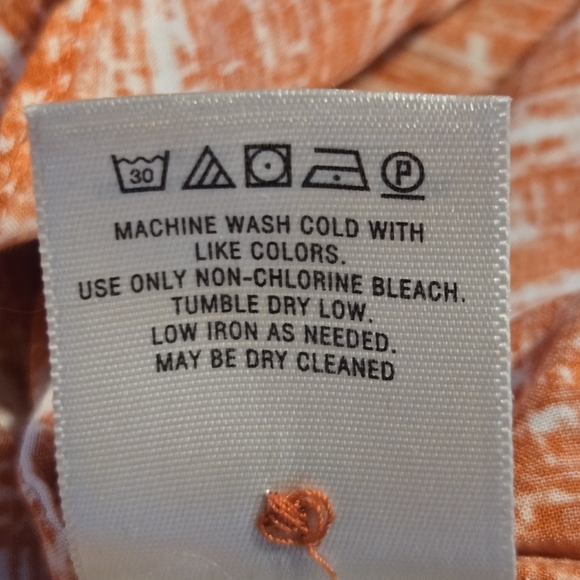 Maeve Anthropologie Calia Printed Pleated Button Down Tunic Top Size 2 Orange - Picture 8 of 9